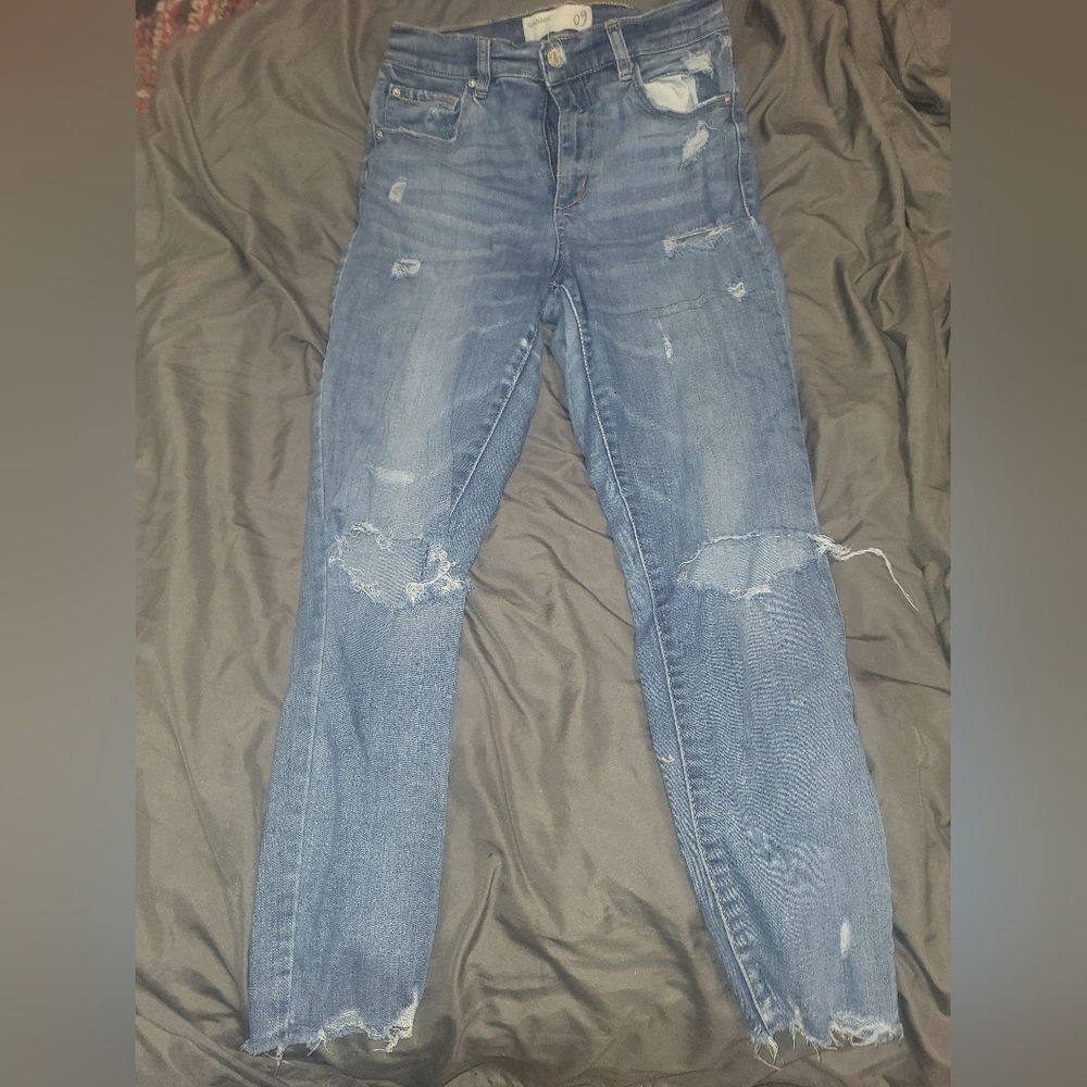Garage medium blue denim jeans size 9 distressed